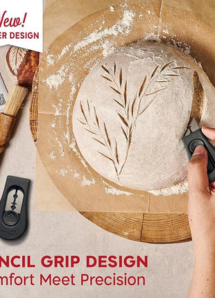 KneadAce Upgraded Magnetic Bread Lame, Professional Dough Scoring Tool with Extractable Blade, Sourdough Bread Tool for Baking, Includes Scoring Pattern Booklet & 5 Replaceable Razor Blades