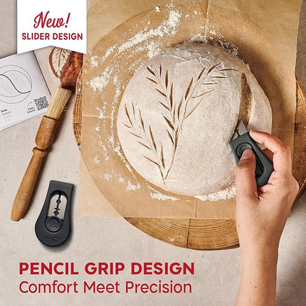 KneadAce Upgraded Magnetic Bread Lame, Professional Dough Scoring Tool with Extractable Blade, Sourdough Bread Tool for Baking, Includes Scoring Pattern Booklet & 5 Replaceable Razor Blades