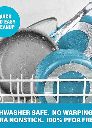 GOTHAM STEEL 15 Pc Ceramic Cookware Set, Ceramic Pots and Pans Set Non Stick with Cooking Utensils and Steamer, Non Toxic PFOA PFOS Free, Premium Stay Cool Handles, Oven & Dishwasher Safe, Blue