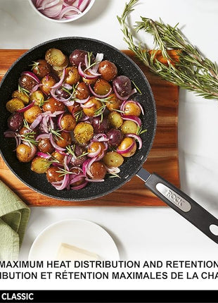 Starfrit The Rock 7PC Non-Stick Cookware Set - Durable Forged Aluminum - Oven Safe - PFOA Free - Easy to Clean - Black