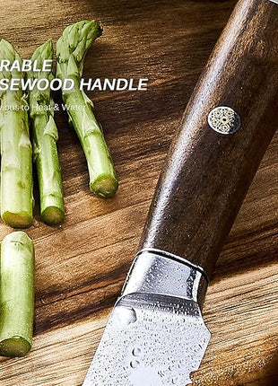 KYOKU 10 Inch Bread Knife - Daimyo Series - Serrated Knife with Ergonomic Rosewood Handle, and Mosaic Pin - Japanese 440C Stainless Steel Bread Cutter with Sheath and Case