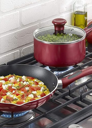 T-fal B039SE64 B039SE Excite ProGlide Nonstick Thermo-Spot Heat Indicator Dishwasher Oven Safe Cookware Set, 14-Piece, Red, 2.3 Rio