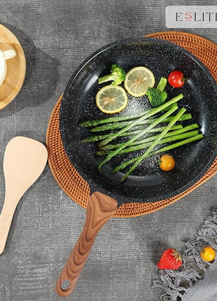 ESLITE LIFE Nonstick Ceramic Frying Pan Skillet, Non-Toxic Egg Omelette Kitchen Cooking Pans Compatible with All Stovetops (Gas, Electric & Induction), PTFE & PFOA Free (Black, 11'')