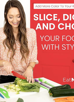 EatNeat 12-Piece Knife Set – Chef, Bread, Carving, Utility & Paring Knives with Sheaths, Sharpener & Cutting Board – Non-Stick Stainless Steel, Ergonomic, Dishwasher Safe – Ideal for Home, RV & Gift