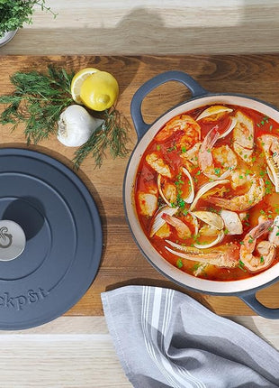 Crock-Pot Artisan 5-Quart Round European Enameled Cast Iron Dutch Oven with Lid – Matte Navy Blue, Durable Oven Safe Cookware