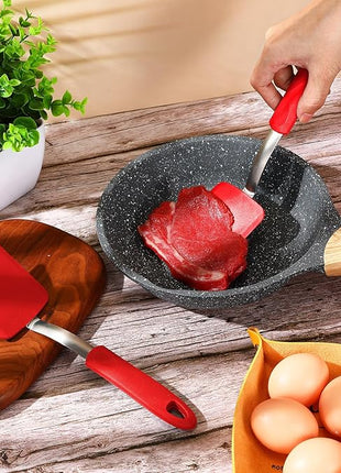 Silicone Cookie Spatula Turner 2 Pack Mini Brownie Spatula Flexible Kitchen Small Silicone Turner for Nonstick Cookware Heat Resistant No Scratch Flipper for Egg Pancake(Red)