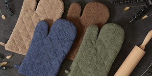 DII Basic Terry Collection 100% Cotton Quilted, Oven Mitt, Stone, 2 Piece