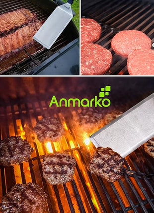 Metal Spatula Griddle Accessories Set - Griddle Scraper Flat Spatula Pancake Flipper Hamburger Turner - Metal Utensil great for BBQ Grill Flat Top Cast Iron Griddle - Commercial Grade