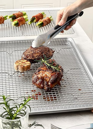 Spring Chef 11.8 x 17 Inch Stainless Steel Cooling Racks for Cooling & Baking - Oven Safe - Wire Roasting Racks for Oven Use - Fits Half Sheet Cookie Pan - Dishwasher Safe - Set of 2