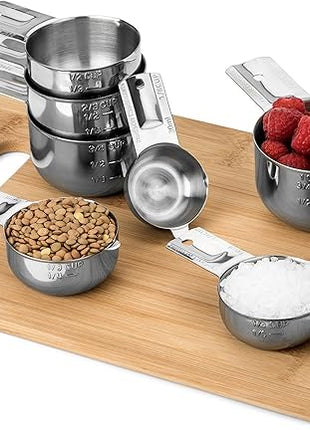 Hudson Essentials Stainless Steel Measuring Cups Set - Stackable Set with Spout