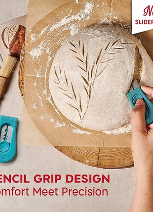 KneadAce Upgraded Extractable & Magnetic Bread Lame Dough Scoring Tool - Professional Sourdough scoring tool for Sourdough Bread baking & Bread Making Tools - Scoring Patterns booklet & 5 Razor Blades