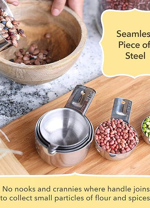 Simply Gourmet Measuring Cups Set of 7, Stackable, 304 Premium Stainless Steel, Kitchen Gadgets for Measure Liquid and Dry Ingredients, Cooking & Baking