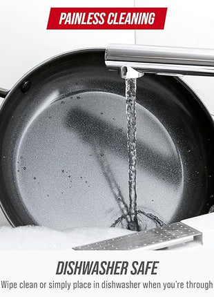 Blue Diamond Frying Pan 8” Skillet, Diamond Infused Healthy Ceramic Nonstick, PFAS and PFOA-Free, Dishwasher and Oven Safe, Even Heating, Metal Utensil Safe, Warp Control Base, Grey