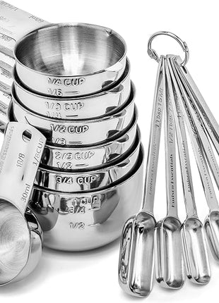 Hudson Essentials Stainless Steel Measuring Cups and Spoons Set (14 Piece Set)