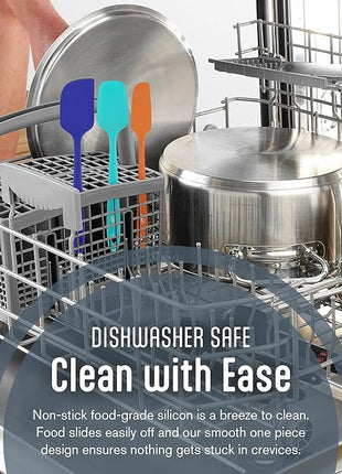 Kaluns Silicone Spatula Set, 4 Rubber Spatulas 600°F Heat Resistant, Nonstick Seamless Design with Stainless Steel Core, Dishwasher Safe, BPA free, Bonus Tongs Included