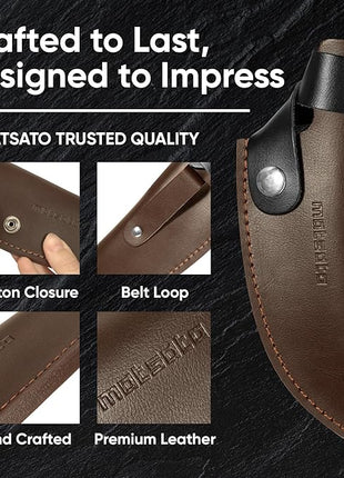 Matsato Kitchen Knife Leather Sheath, Japanese Steel Chef's Knife Holder Perfect for Cutting and Chopping, 6.3 Inch Knives holder