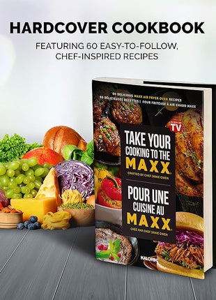 Kalorik MAXX Complete Air Fryer Oven Digital Controls 26-Quart Capacity 10-in-1 Countertop Cooker with 21 Presets, 15 Deluxe Accessories & 60-Recipe Hardcover Cookbook, 1700-Watts, Stainless Steel