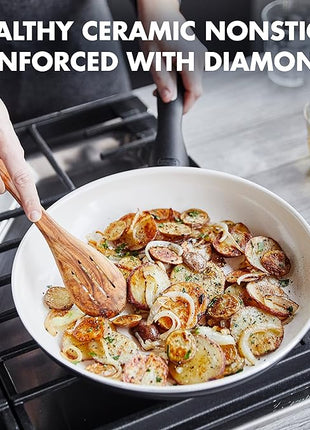 GreenPan Rio Healthy Ceramic Nonstick 12" Frying Pan Skillet, PFAS-Free, Dishwasher Safe, Black