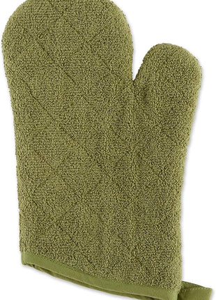 DII Basic Terry Collection 100% Cotton Quilted, Oven Mitt, Antique Green, 2 Piece