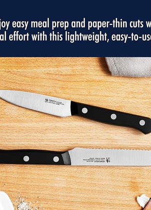 HENCKELS Solution Razor-Sharp 4-inch Compact Chef Knife, German Engineered Informed by 100+ Years of Mastery, Black/Stainless Steel