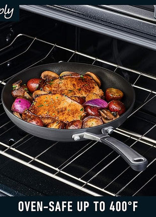 Calphalon 10-Piece Non-Stick Kitchen Cookware Set Black Pots & Pans with Stay-Cool Stainless Steel Handles Hard-Anodized Aluminum for Even Heating