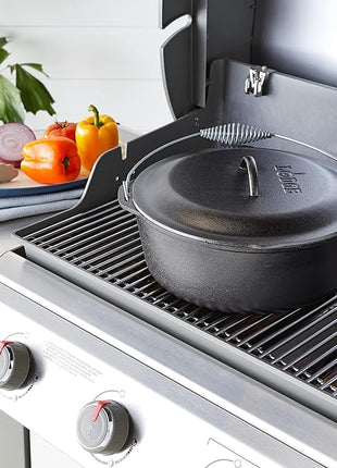 Lodge 9 Quart Pre-Seasoned Cast Iron Dutch Oven with Lid - Wire Bail Handle for Easy Transfer from Cooking Surface to Table - Use in the Oven, on the Stove, on the Grill or over the Campfire - Black