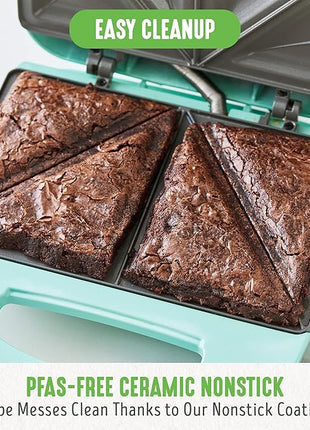 GreenLife Pro Electric Panini Press Grill and Sandwich Maker, Healthy Ceramic Nonstick Plates,Easy Indicator Light, PFAS-Free, Turquoise