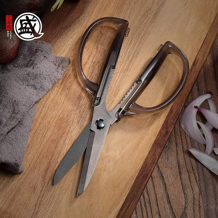 MITSUMOTO SAKARI Heavy Duty Japanese Kitchen Scissors, Multipurpose Detachable Stainless Steel Kitchen Shears, Sharp Cooking Scissors for Meat, Fish, Nuts, Vegetables