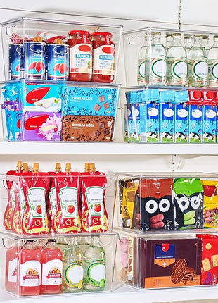 theaoo Clear Storage Bins with Lids Stackable - XLarge Plastic Containers for Pantry Organization and Storage - Perfect for kitchen,Fridge,Laundry Room,Bathroom,Garage,Closet,Cabinet Organizer -6 Pack