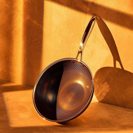 HexClad Hybrid Nonstick 10-Inch Wok, Stay-Cool Handle, Dishwasher-Friendly, Oven-Safe Up to 900°F, Induction Ready, Compatible with All Cooktops