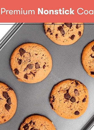 Cooking Light Heavy Duty Nonstick Bakeware Carbon Steel Baking Sheet or Cookie Sheet with Quick Release Coating, Manufactured without PFOA, Dishwasher Safe, Oven Safe, 15-Inch x 10-Inch, Gray