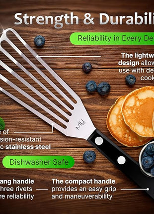 MIU Fish Spatula Stainless Steel, Flexible, Polished Metal, Corrosion Resistant, Kitchen Slotted Turner [Upgraded Version]
