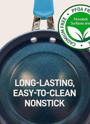 NutriChef NCCW11BL Nonstick Cookware Excilon |Home Kitchen Ware Pots & Pan Set with Saucepan, Frying Pans, Cooking Pots, Lids, Utensil PTFE/PFOA/PFOS free, 11 Pcs, Blue