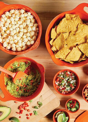 Rachael Ray Pantryware Mixing Bowl Measuring Cup and Utensil Set, 10 Piece, Orange