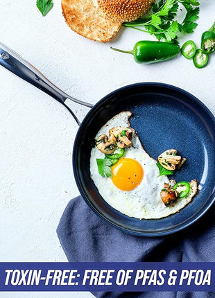 Blue Diamond Cookware Hard Anodized Ceramic Nonstick, 8" Frying Pan Skillet, PFAS-Free, Dishwasher Safe, Oven Safe, Grey