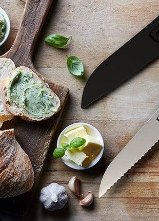 Dalstrong Serrated Offset Bread Knife - 8 inch - Gladiator Series Elite - Deli Knife - Forged German High-Carbon Steel - Bread Slicer - Slicing Knife - G10 Handle - Sheath - NSF Certified