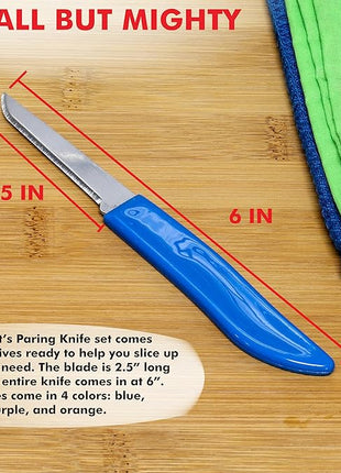 Chef Craft Select Paring Knife Set, 2.5 inch blade 6 inch in length 4 piece set, Assorted