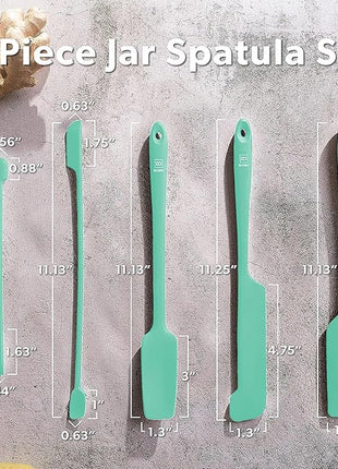 DI ORO Silicone Jar Spatulas for Scraping - Rubber Spatulas Silicone Heat Resistant - Kitchen Spatulas Nonstick Cookware Safe - Silicone Utensil Set for Blenders, Mixing, Baking, & Makeup (5pc, Mint)