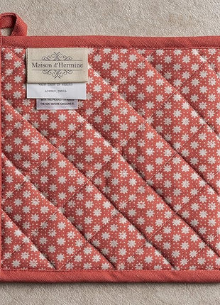 Maison d' Hermine Pot Holders 100% Cotton Heat Resistant Potholders 8" x 8" Hot Pads with Loop BBQ, Cooking, Baking, Grilling, Kitchen, Handling Hot Pans Spring/Summer (Pack of 1, Provence)