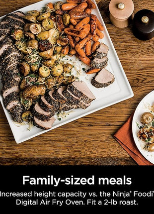 Ninja SP301 Dual Heat Air Fry Countertop 13-in-1 Oven with Extended Height, XL Capacity, Flip Up & Away Capability for Storage Space, with Air Fry Basket, SearPlate, Wire Rack & Crumb Tray, Silver