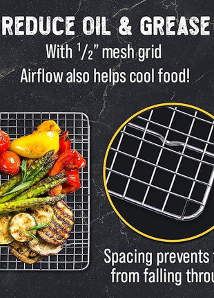 Checkered Chef Cooling Rack for Cooking and Baking - 11 ¾" x 17 Set of 2 Stainless Steel, Oven Safe Grid Wire Cookie Cooling Racks