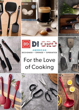 DI ORO Silicone Turner Spatula Set - Forever Warranty - Kitchen Spatulas for Nonstick Cookware - 600°F Heat-Resistant & BPA Free - Flexible & Thin Flippers for Turning Eggs & Pancakes (6 Piece, Black)
