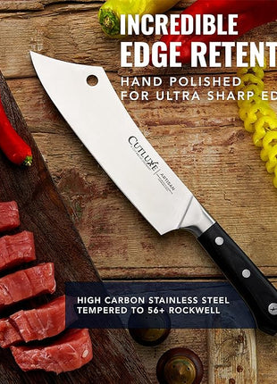Cutluxe Cleaver Chef Knife – 8" Meat Cleaver Butcher Knife – German Steel Blade, Full Tang, Ergonomic Handle Design – Artisan Series
