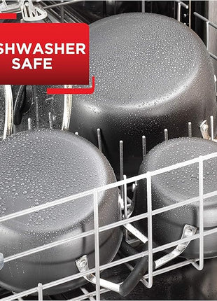 T-fal All In One Hard Anodized Nonstick Cookware Set 12 Piece Pots and Pans, Dishwasher Safe Black