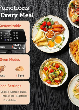 COSORI Clear Window Air Fryer, 6.5 Quart Large Compact Airfryer, 12 One-Touch Savable Custom Functions, Cookbooks and Online Recipes, Nonstick and Dishwasher-Safe