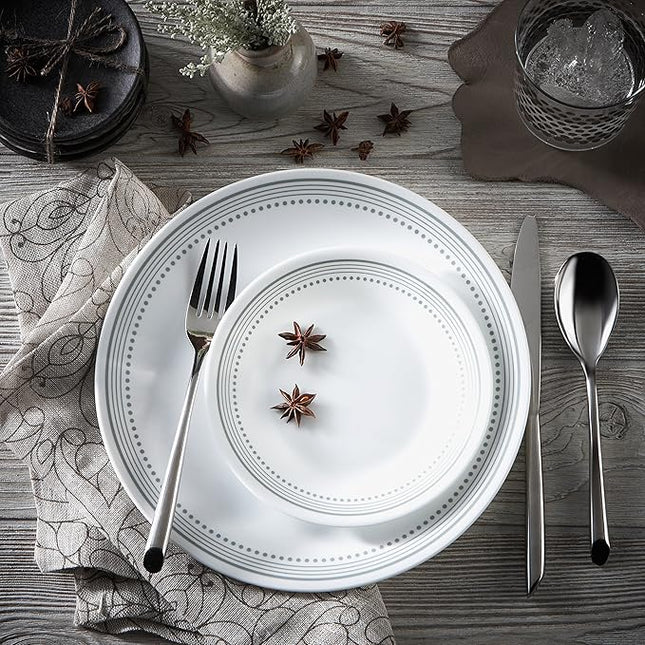 Corelle Mystic Gray Chip and Break Resistant Dinner Set for 4 Person, Grey, 12-Piece