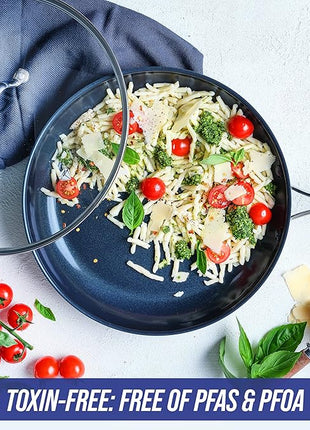 Blue Diamond Cookware Hard Anodized Ceramic Nonstick, 11" Frying Pan Skillet with Lid, PFAS-Free, Dishwasher Safe, Oven Safe, Grey