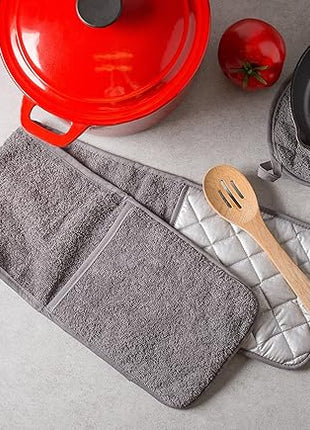 DII Basic Terry Collection 100% Cotton Quilted, Double Mitt, Gray