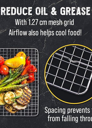 Checkered Chef Cooling Rack for Cooking and Baking - 10" x 15" Set of 2 Stainless Steel, Oven Safe Grid Wire Cookie Cooling Racks