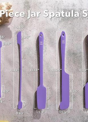 DI ORO Silicone Jar Spatulas for Scraping - Rubber Spatulas Silicone Heat Resistant - Kitchen Spatulas Nonstick Cookware Safe - Silicone Utensil Set for Blenders, Mixing, & Baking, (5pc, Lavender)